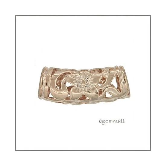 Rose Gold Plated Sterling Silver Carved Tube Bead Fit European Bracelet #51670
