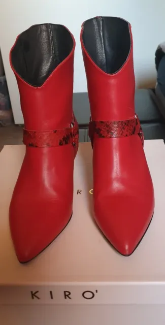 ♡♡♡ bottines en cuir Rouge  KIRO made In Italy Pointure 37  En Tbe Descriptif