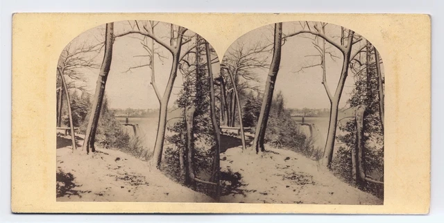 WILLIAM ENGLAND :: Winter Scene at Niagara Falls NY :: Rare 1860 Stereoview SV