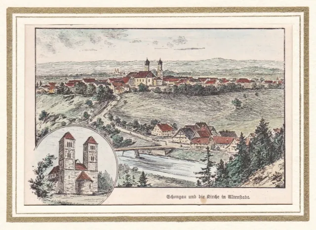 Schongau Oberbayern LK Weilheim-Schongau Ansicht Holzstich 1870