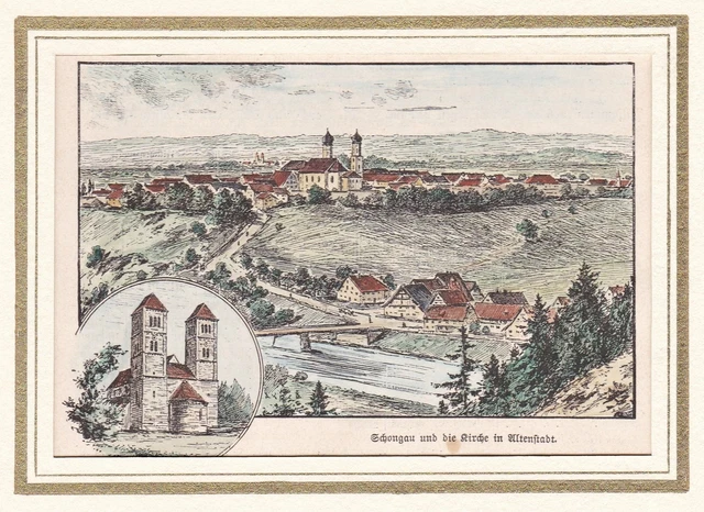 Schongau Oberbayern LK Weilheim-Schongau Ansicht Holzstich 1870