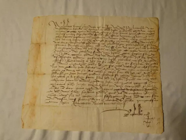Antik 1517 Italien italienisch NICHOLAUS signiertes Manuskriptdokument 16. Jh. #Y104