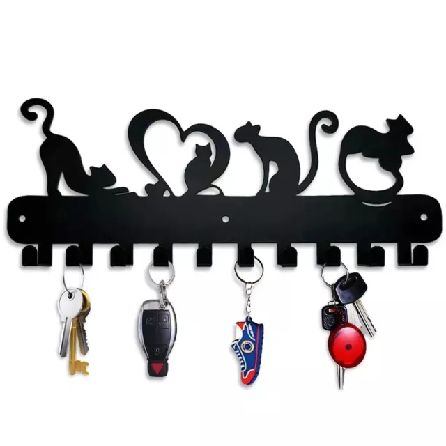 Love Cat Design Key Holder Metal Wall Rack Hook Wall Hanging Storage Rack Hanger