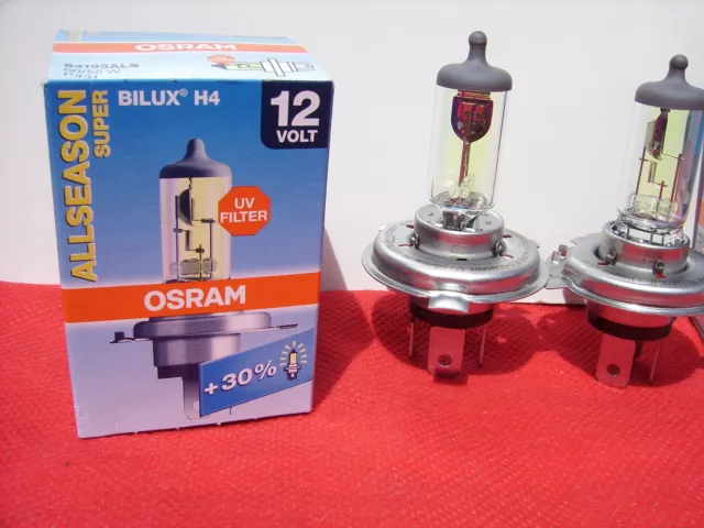 2x ORIGINAL H4 OSRAM HALOGEN +30% ALLSEASON 2800K GELB GLÜHBIRNE 60/55W  P43t