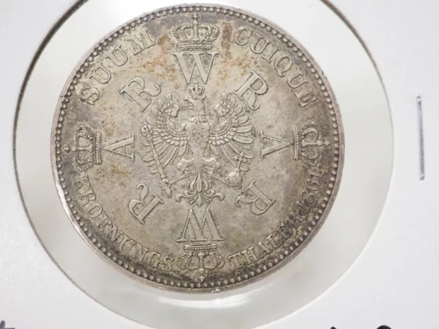 KM 488 German State Prussia 1861 Thaler # 3-598A