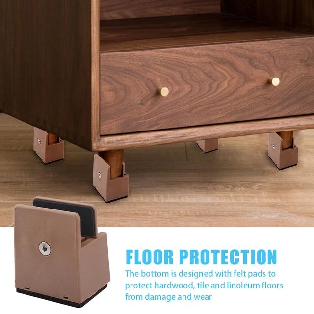 4pcs Floor Protection With Screw Clamp Furniture Riser Home Office Heavy Duty