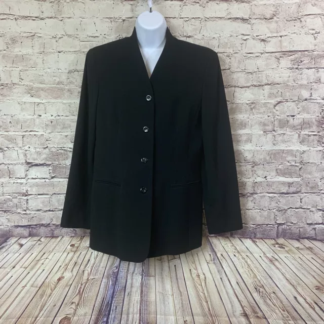 Talbots Blazer Womens Size 10 Black Wool Vintage Button Front Long Sleeve Lined