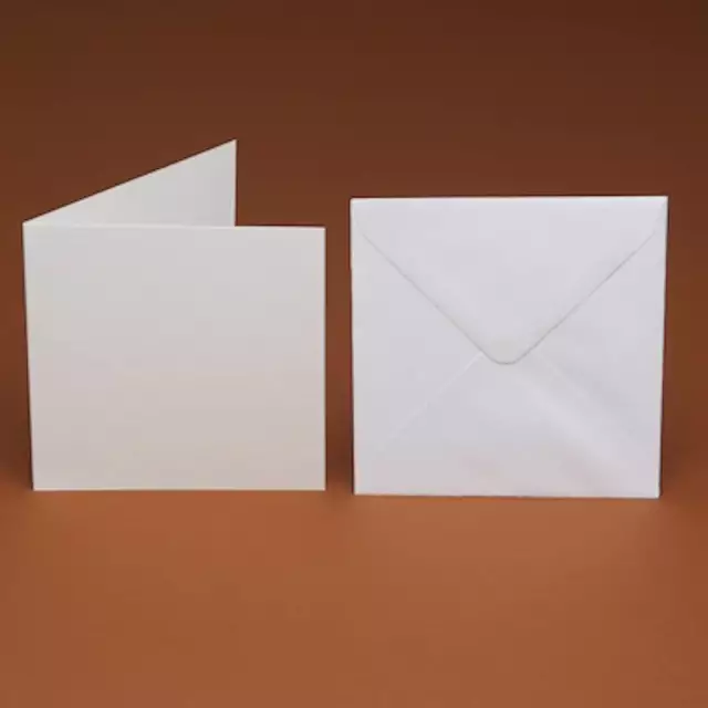 50 x Small Square Cards & 50 Envelopes ivory cream white (smooth hammer Linen)