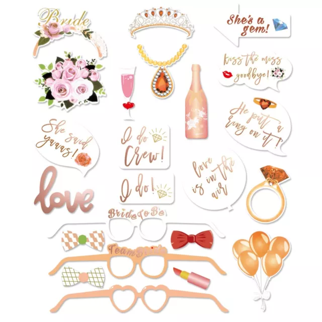 Bride Party Photo Booth Props 23pcs for Bridal Showers Hen Parties Engagement