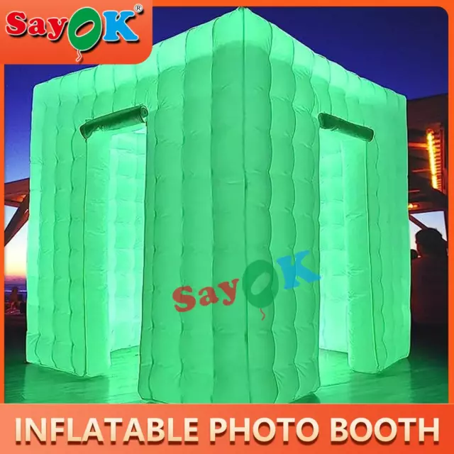 CN STOCK Inflatable Cube Photo Booth White Air Tent Portable Photobooth W/LED