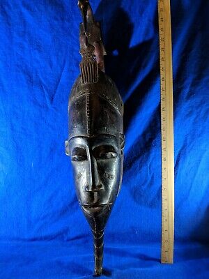 Long Guro Yaure Mask with Bird Carving — Authentic Handcarved African Wood Art