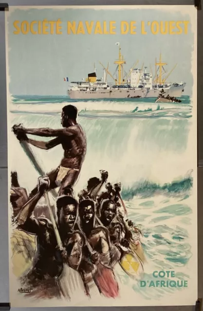 A. Brenet Société Navale de l'Ouest Circa 1950 Affiche Originale