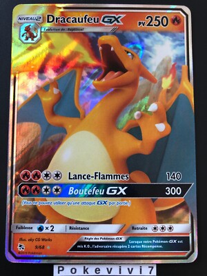Carte Pokemon DRACAUFEU 9/68 Holo GX Soleil et Lune 11.5 SL11,5 FR NEUF