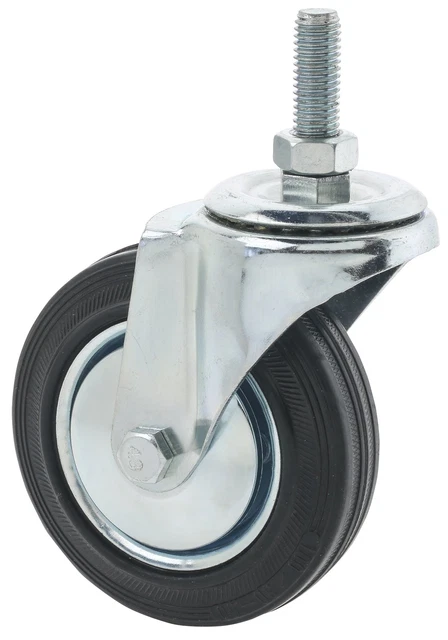 D2543 Threaded Swivel Industrial Hooded Caster, 4-Inch, Black