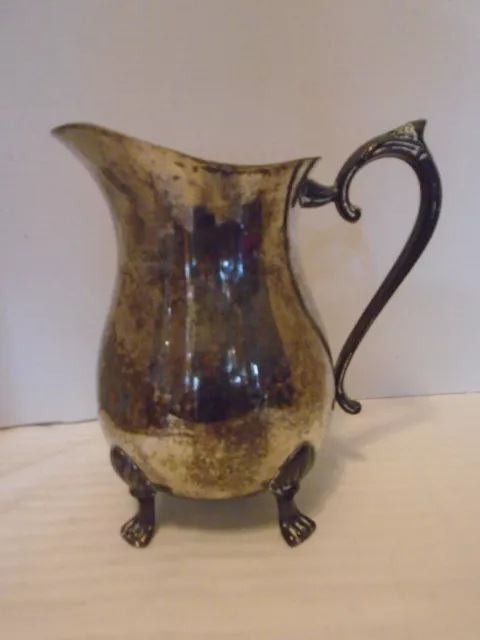 Vintage Leonard Silver Plated Footed Water Pitcher Jug With Ice Catcher