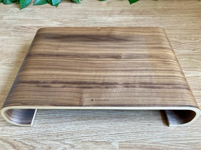 Navaris Computer Monitor Wood Stand - Walnut