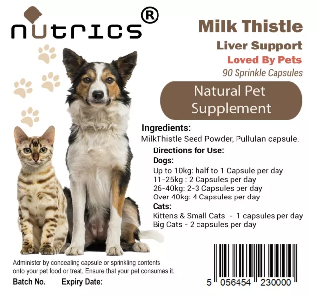 Nutrics®  Milk Thistle for Dogs and Cats, 90 Capsules, Supports Liver Function 2