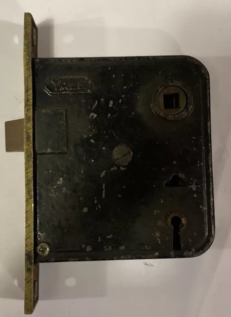 Vintage Yale Interior Mortise Door Lock Brass Face Plate