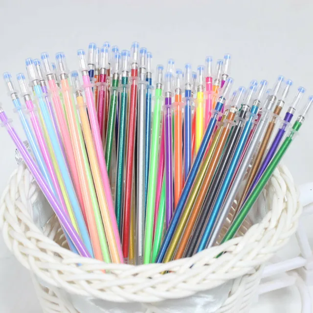48pcs Gel Pens Gel Refills Rollerball Neon Glitter Pen Drawing Colors 60ml