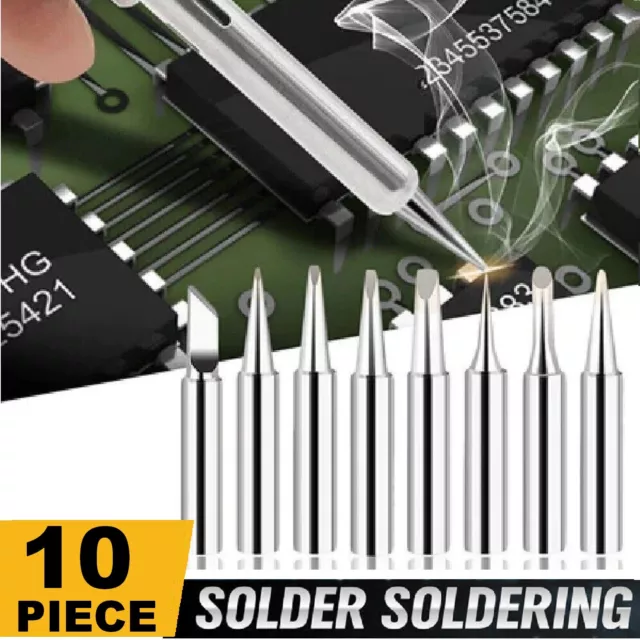 10 Pack Solder Soldering Iron Tips Standard Size Accessories Electrical Parts AU