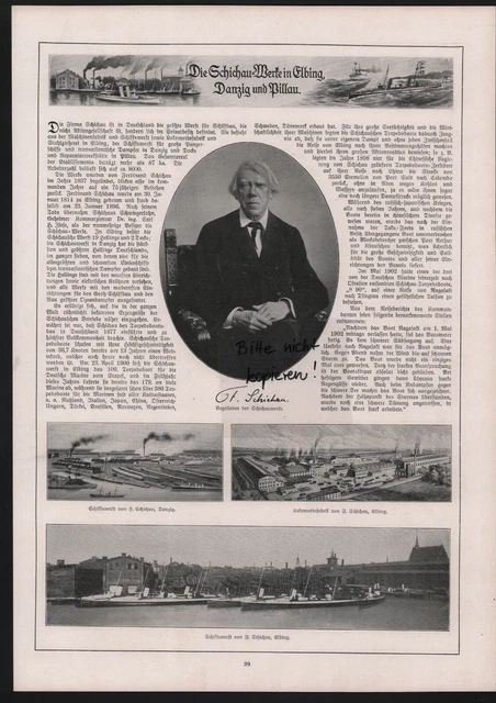 BILDDOKUMENT 1911, DIE SchichauWerke ELBING DANZIG PILLAU Schiffswerft