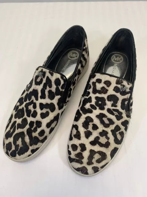 Michael Kors Black/White Keaton Cheetah Print Slip On Sneakers Women's Size 7