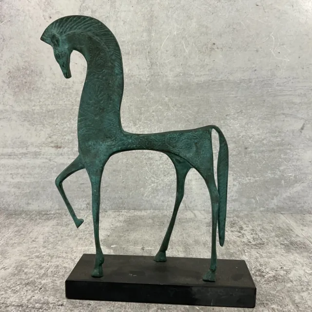 Frederick Weinberg Estilo Etrusco Griego Caballo Latón Bronce Escultura 26.7cm