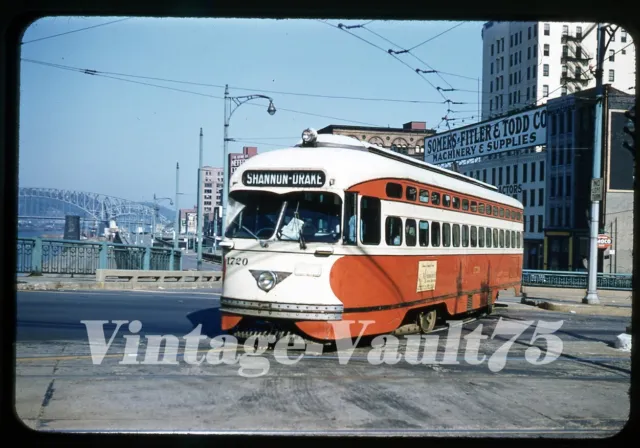 Original Slide Trolley 1720 Prc Pittsburgh Railways Kodachrome 1954