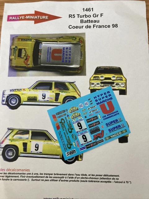 Décalcomanies 1/43 Pour Renault 5 Turbo - Critérium Des Cévennes 1985, P. Touren - Neuf