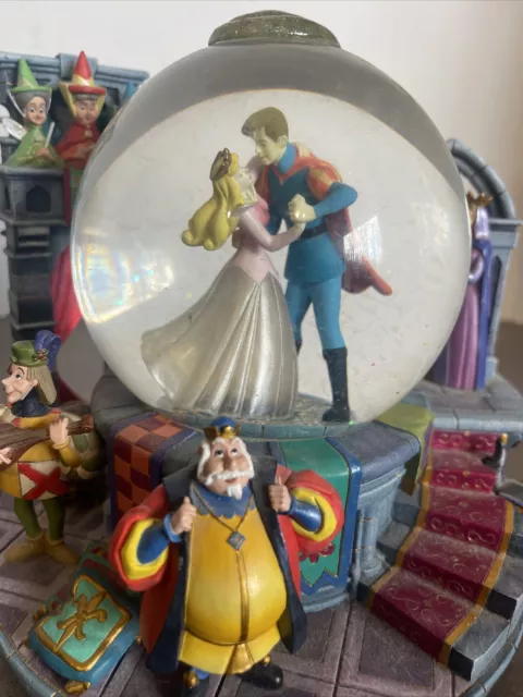 Disney Sleeping Beauty Prince Philip Fairies Snow Globe Music Box Rare 2