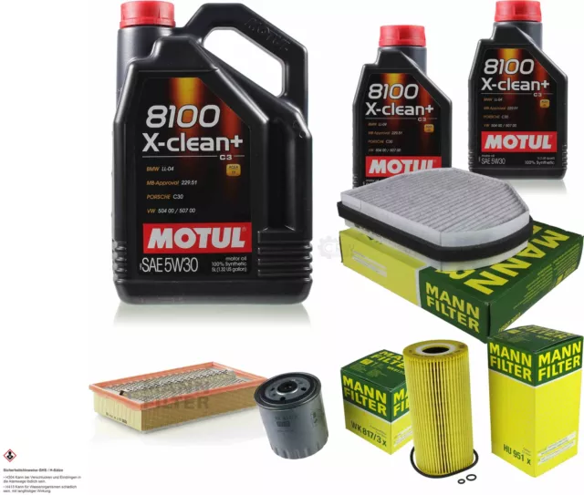 FILTRO MANN pacchetto ispezione Motul 7L 5W-30 per Mercedes-Benz Classe E