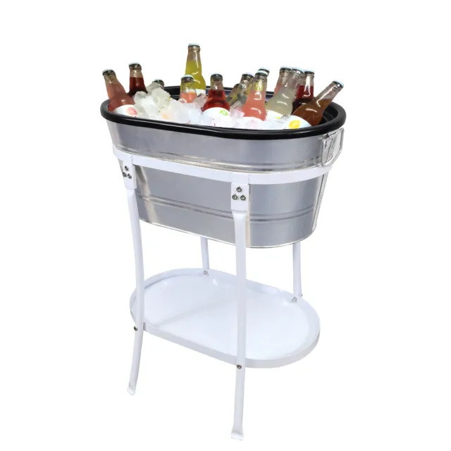 Tub with Stand Ice Bucket Party Mobile Drink Beverage Rack Station Refreshment