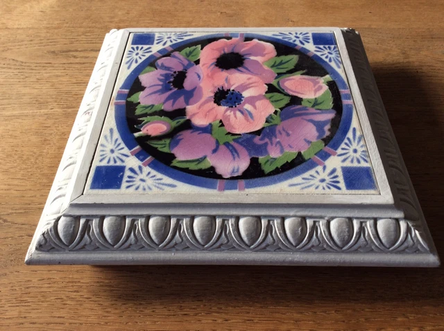 ANCIEN DESSOUS DE plat en émaux de Longwy décor oiseaux et fleurs EUR 85,00 - FR