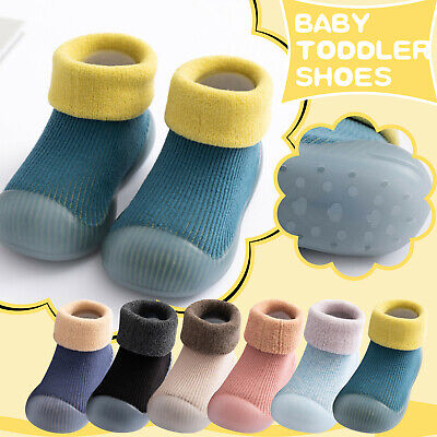 Kids Toddler Baby Boys Girls Cartoon Soft Sole Rubber Floor Shoes Socks Slipper