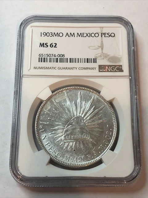 SASA 1903 Mo Am Mexico Peso Ngc Ms62 Blast White