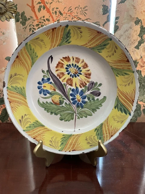 Circa 1600 Multi Colored Delft Tin Glazed 11" Majolica Charger