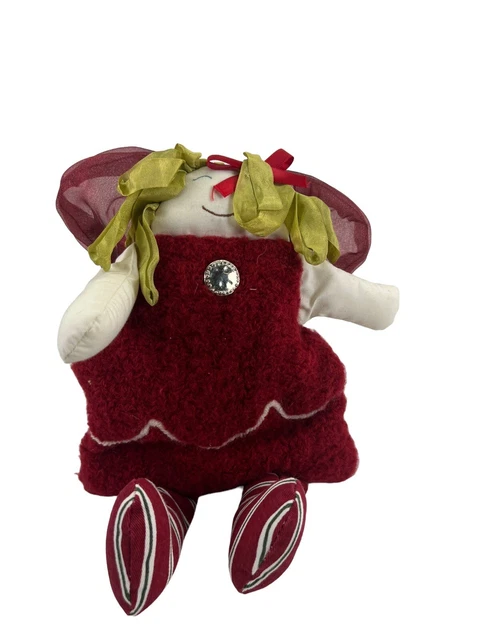 WOOF & POOF 2002 Angel w/ Tag Maroon Wings & Dress Bean Bag Doll