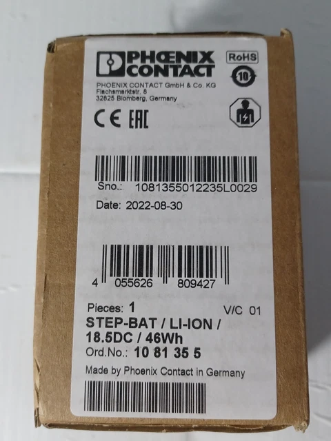 NEW 2022 PHOENIX CONTACT STEP-BAT/Li-Ion/ 18.5DC / 46Wh 1081355