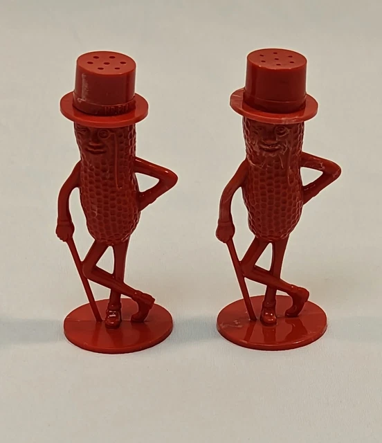 Vintage Planters Peanuts Mr. Peanut Red Plastic Salt and Pepper Shaker