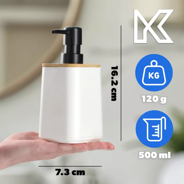 KADAX Dispensador de jabón con bomba, botella de líquido con tapa de bambú,... 2