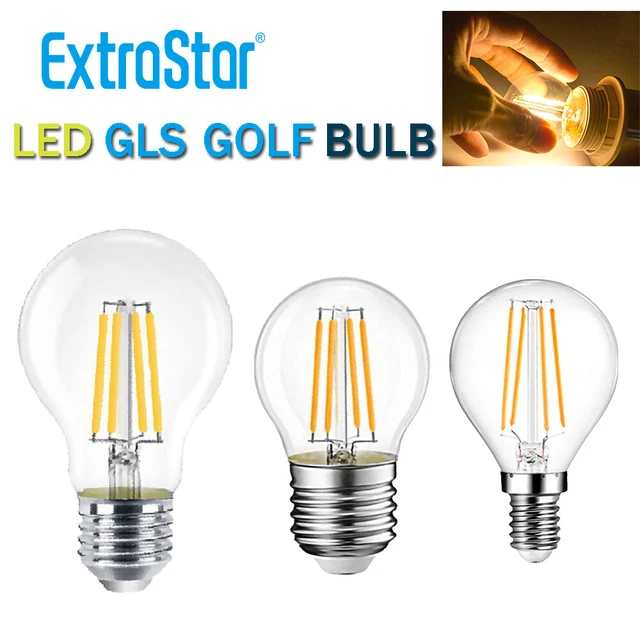 1 2 4 6 10 Pack 60W 80W Clear GLS GOLF LED Light Bulb ES E27 SES E14 Warm White