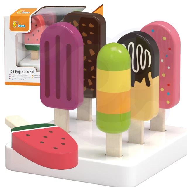 Viga Ensemble De en Bois Glace Crème sur Un Bâton Avec Support 6 Pièces