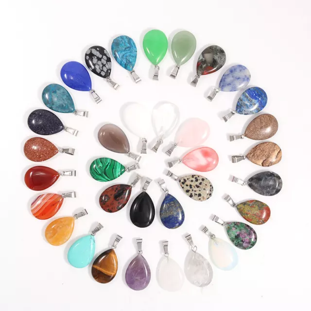 Natural water drop stone pendant healing crystal gemstone jewelry making 30pcs