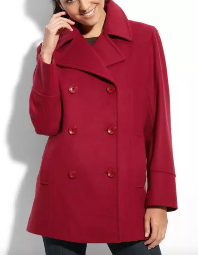 Kristen Blake Womens Red Wool Cashmere Red Peacoat  Sz Medium B8504