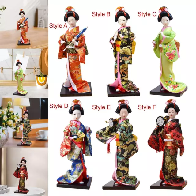 Bambole Geisha giapponesi etniche Bambola Kimono asiatica Figurine Bambola