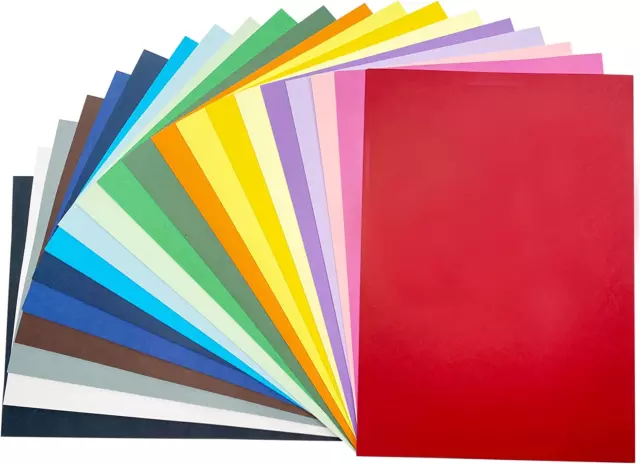 A4 Coloured Paper, Coloured Card 100 Sheets 20 Assorted Colours Origami Paper, x