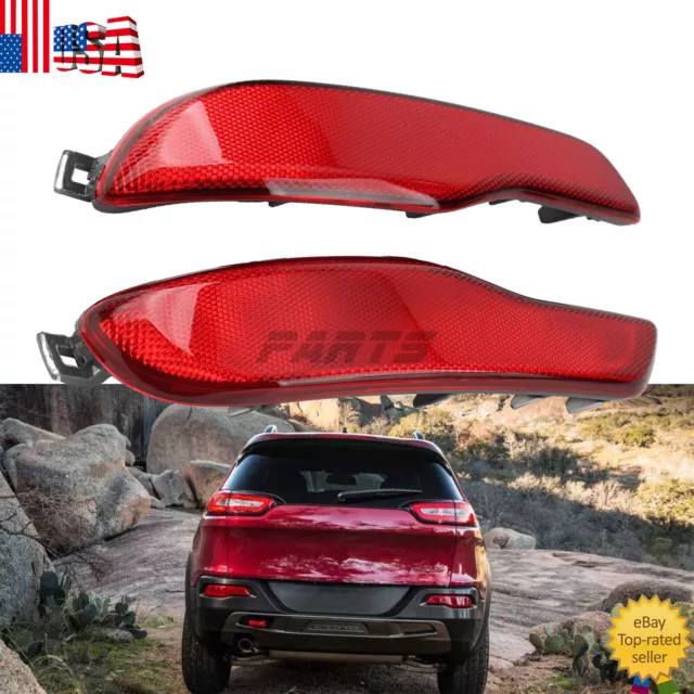 Pair Rear Bumper Reflector Lights Lamps For Jeep Cherokee 2014 15 2016 2017 2018