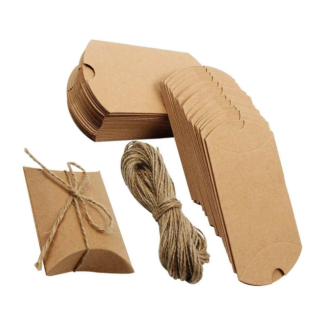 100 piezas Caja de almohada Kraft Caja de regalo Caja de regalos Azul Bolsas de regalo Boda Novia