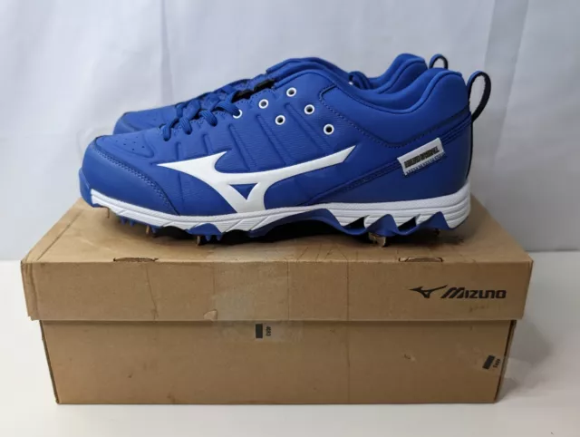 Mizuno Men's 9-Spike Ambition 2 Baseball Shoe, Blue-White Size 9.5