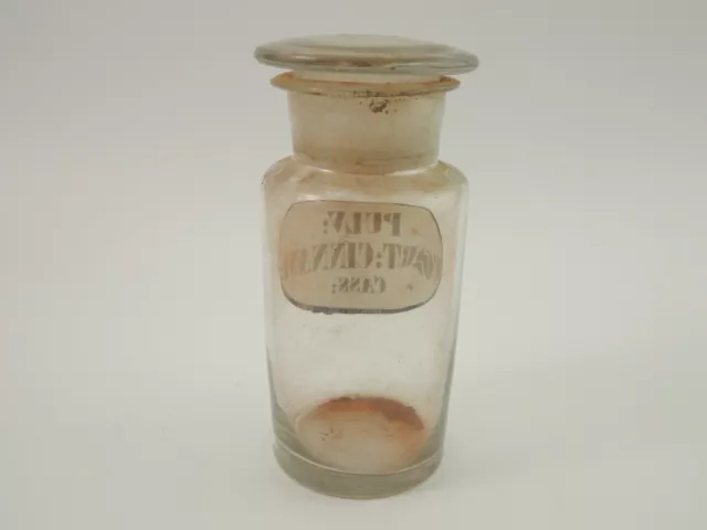 Antike Vase Büchsen Glas Mundgeblasen Apotheke Etikett Pulv Cort Aloe Vera Cass 3